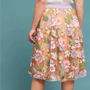 Pastel pixelated tule knee length skirt